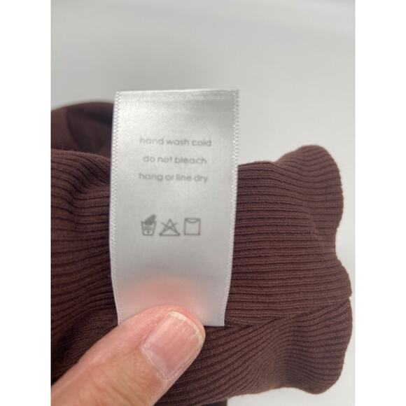 Naked Wardrobe Tube Top Women Sz Large Brown Ribbed Stretch Sleeveless - Picture 7 of 10